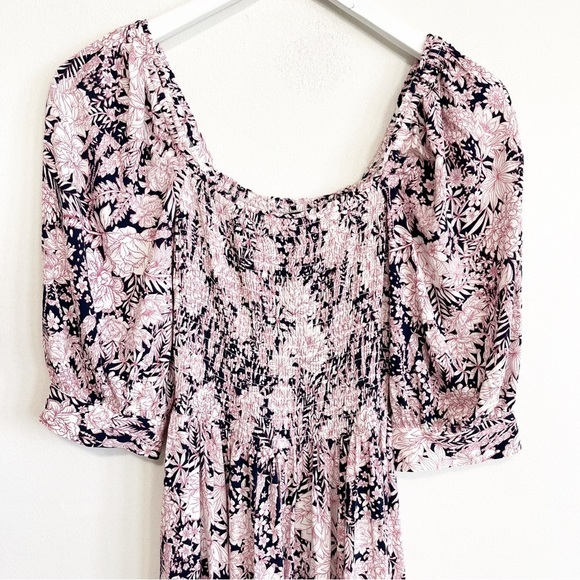 BOGO! Something Navy Peacot Leah Smocked Floral Maxi Dress Size XS - Picture 3 of 8